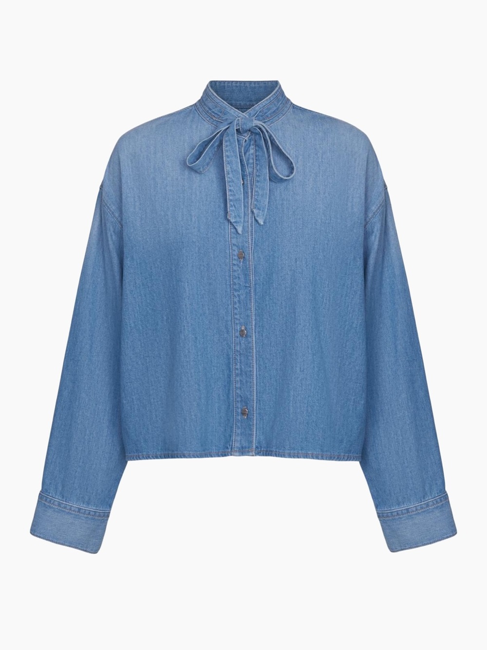 TWP Blue Denim Tie-Neck Button Front Blouse NWT